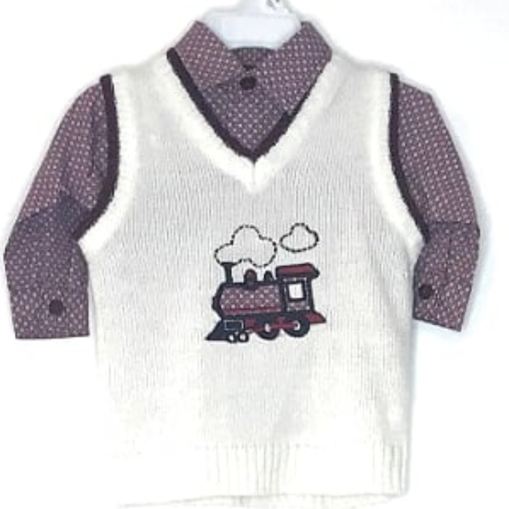 English Laundry Baby Boys Knitted Vest  with Long Sleeves Shirt Size 6-9 mos